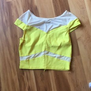 Bright yellow thin denim crop top